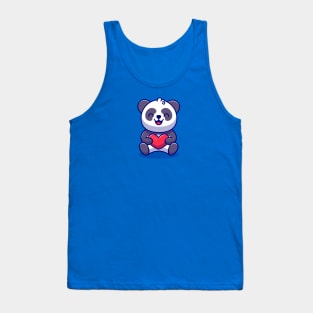 Cute Panda Holding Love Cartoon Tank Top